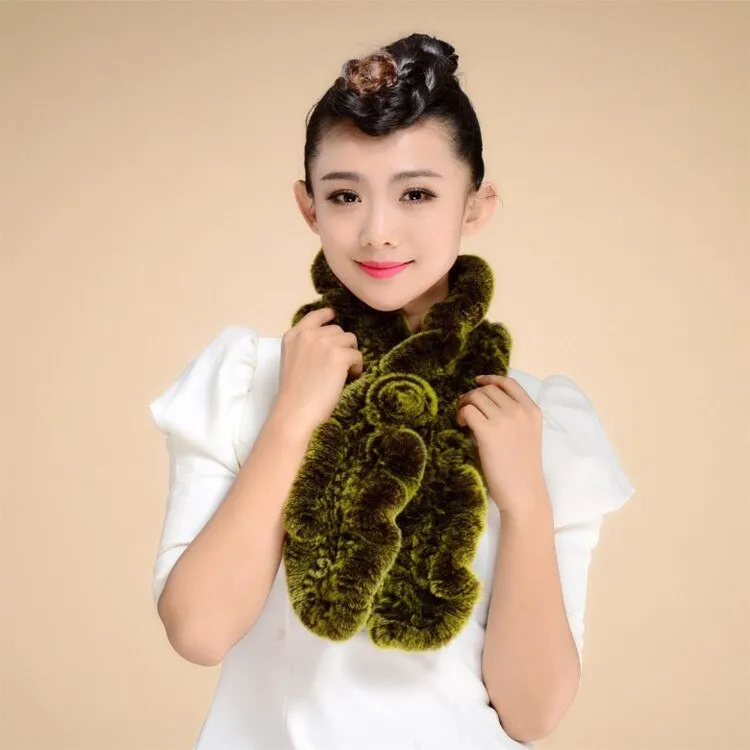 Real REX Rabbit Fur Scarf Wrap Cape Shawl Neck Warmer Women Children Scarf Flower Decoration FS14522