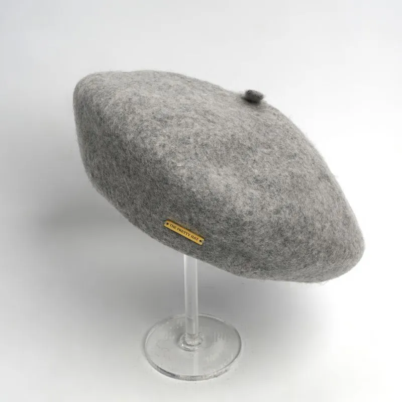 Regina Adjustable Wool Beret - Fog Grey