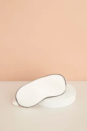 Satin Eye Mask - White with Black Piping