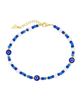 Sibyl Evil Eye Charm & Pearl Anklet