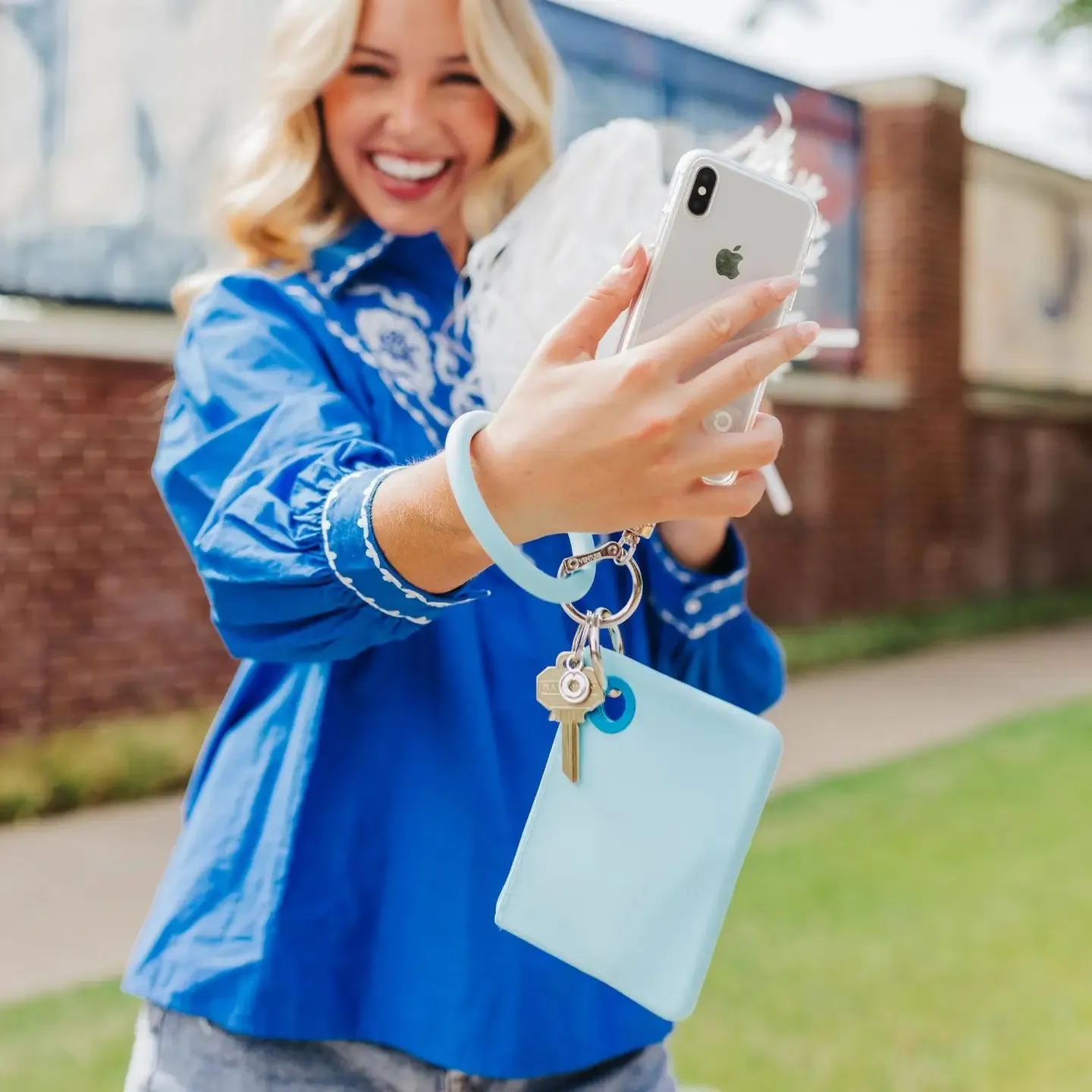 SILICONE KEY RING - SWEET CAROLINA BLUE