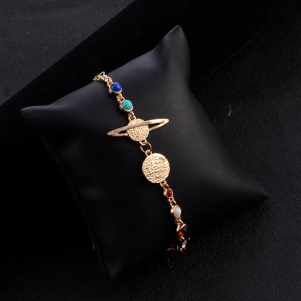 Solar System Beaded Bracelet or Anklet - Gold