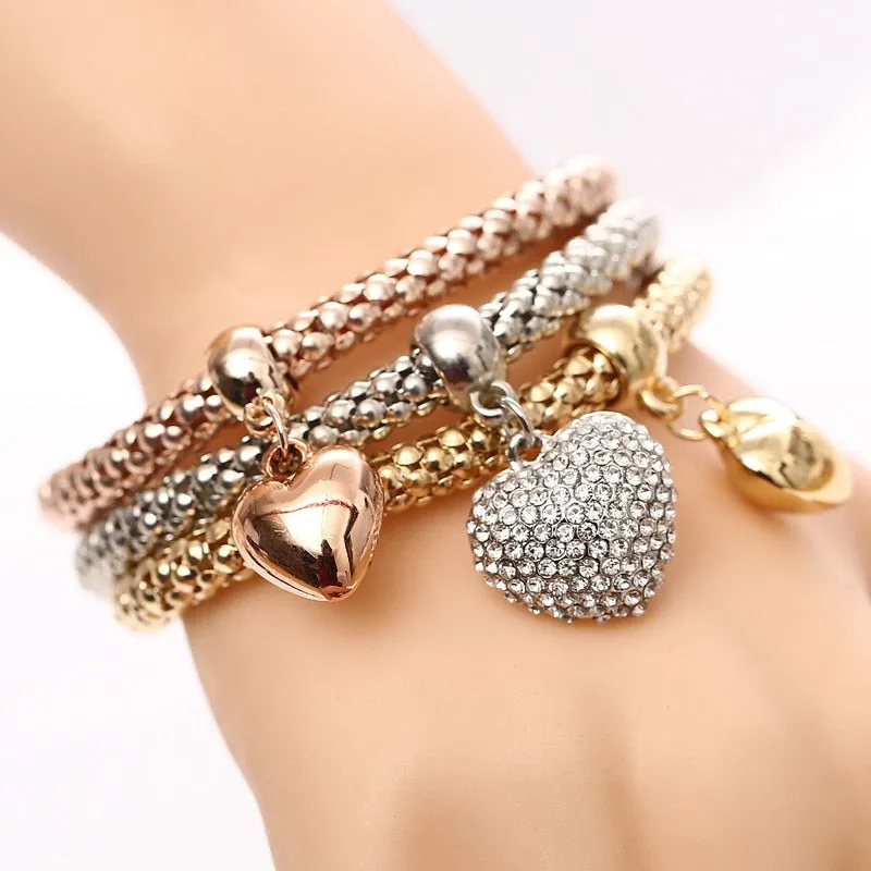 Solid Hearts Metal Bracelet