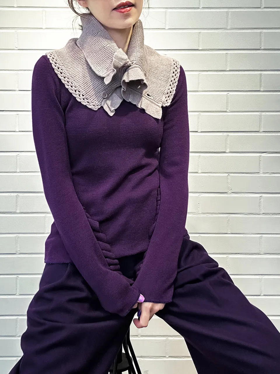 SPECIAL! Lilac Crochet-Trimmed Ruffle A-lined Neck Warmer