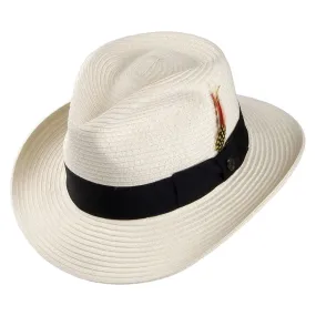 Summer C-Crown Straw Fedora Hat - Ivory