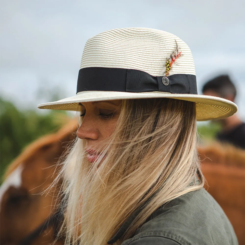 Summer C-Crown Straw Fedora Hat - Ivory