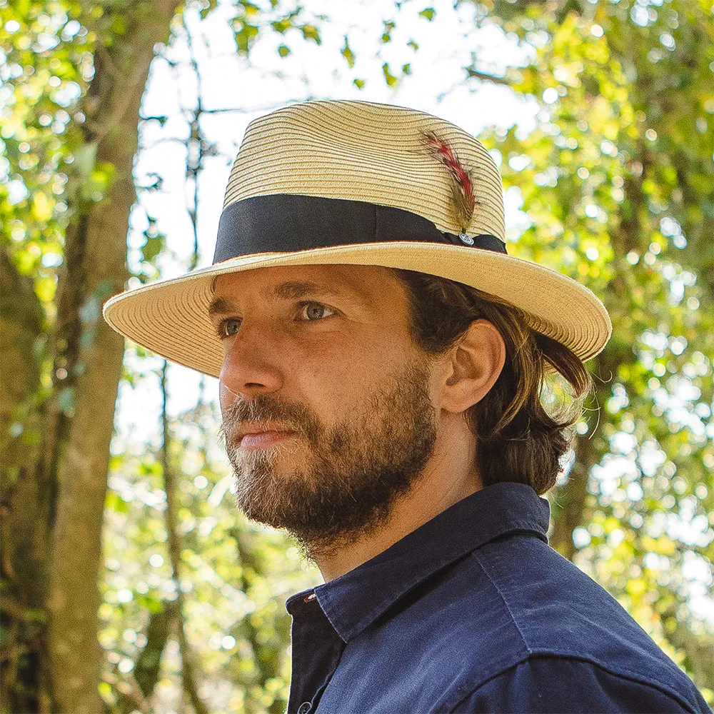 Summer C-Crown Straw Fedora Hat - Natural