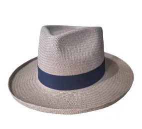 Teardrop Crown Fedora - Panama Cuenca #3 - Turned Edge - 8cm Brim - Cement