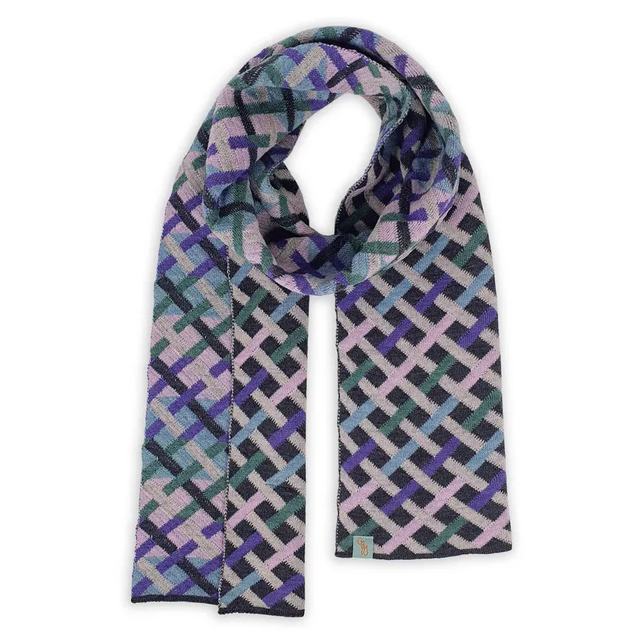 Threaded Scarf - Merino Wool - Charcoal Grey/Aqua Marle