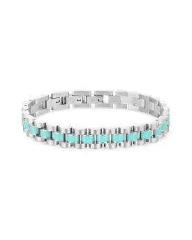 Timepiece Bracelet- Turquoise Blue- Silver