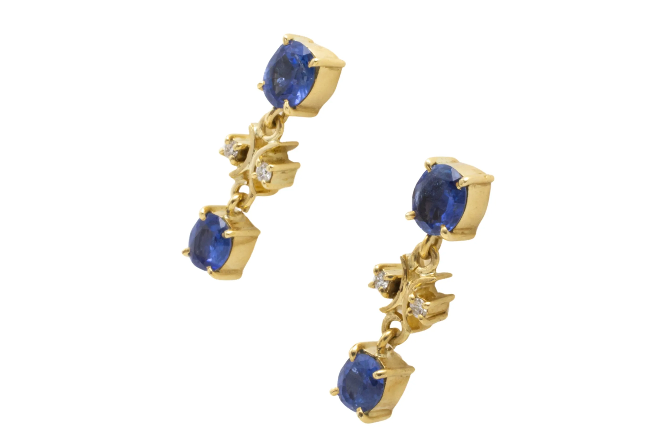 Vintage sapphire and diamond pendant earrings