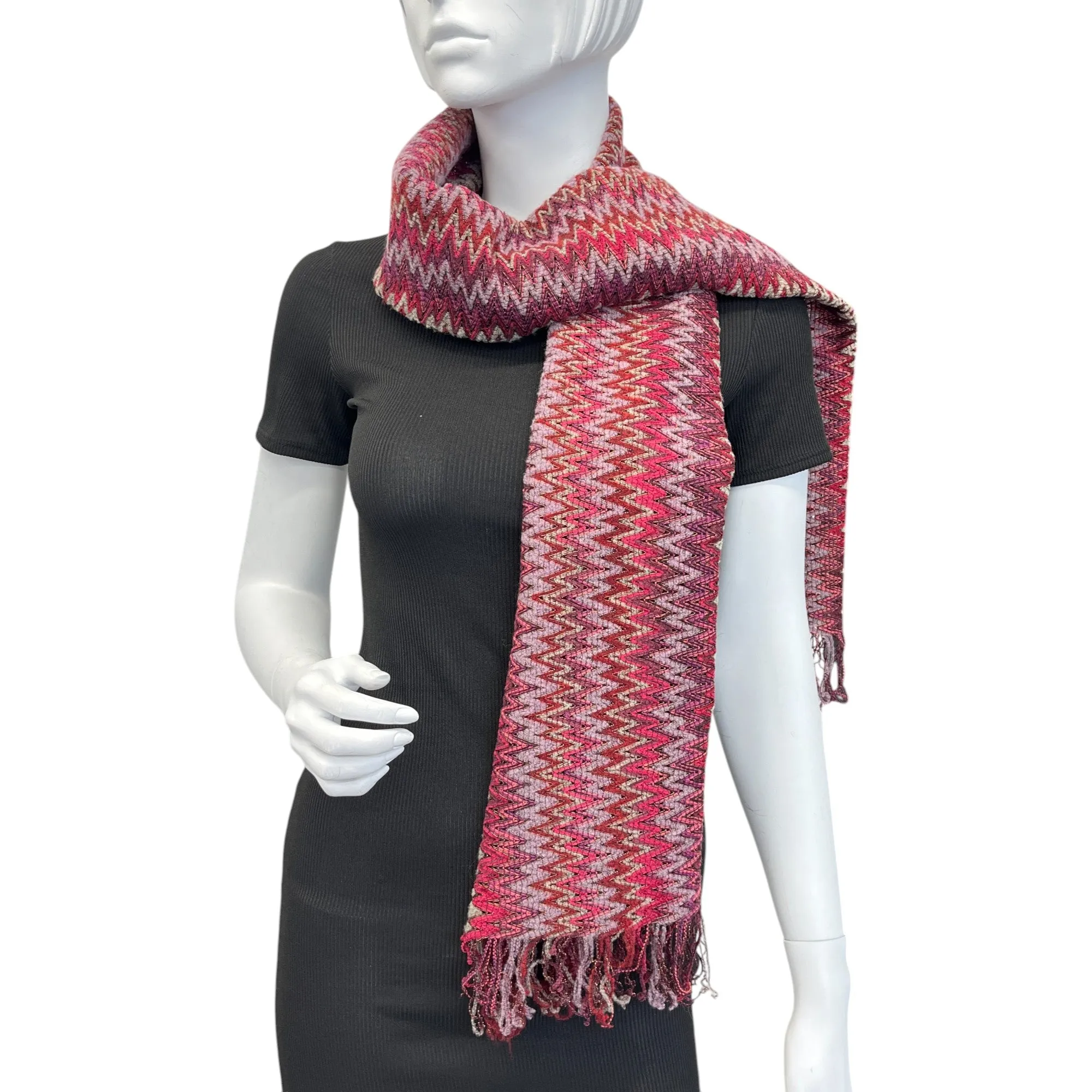 Women's Chevron Print Scarf Burgundy