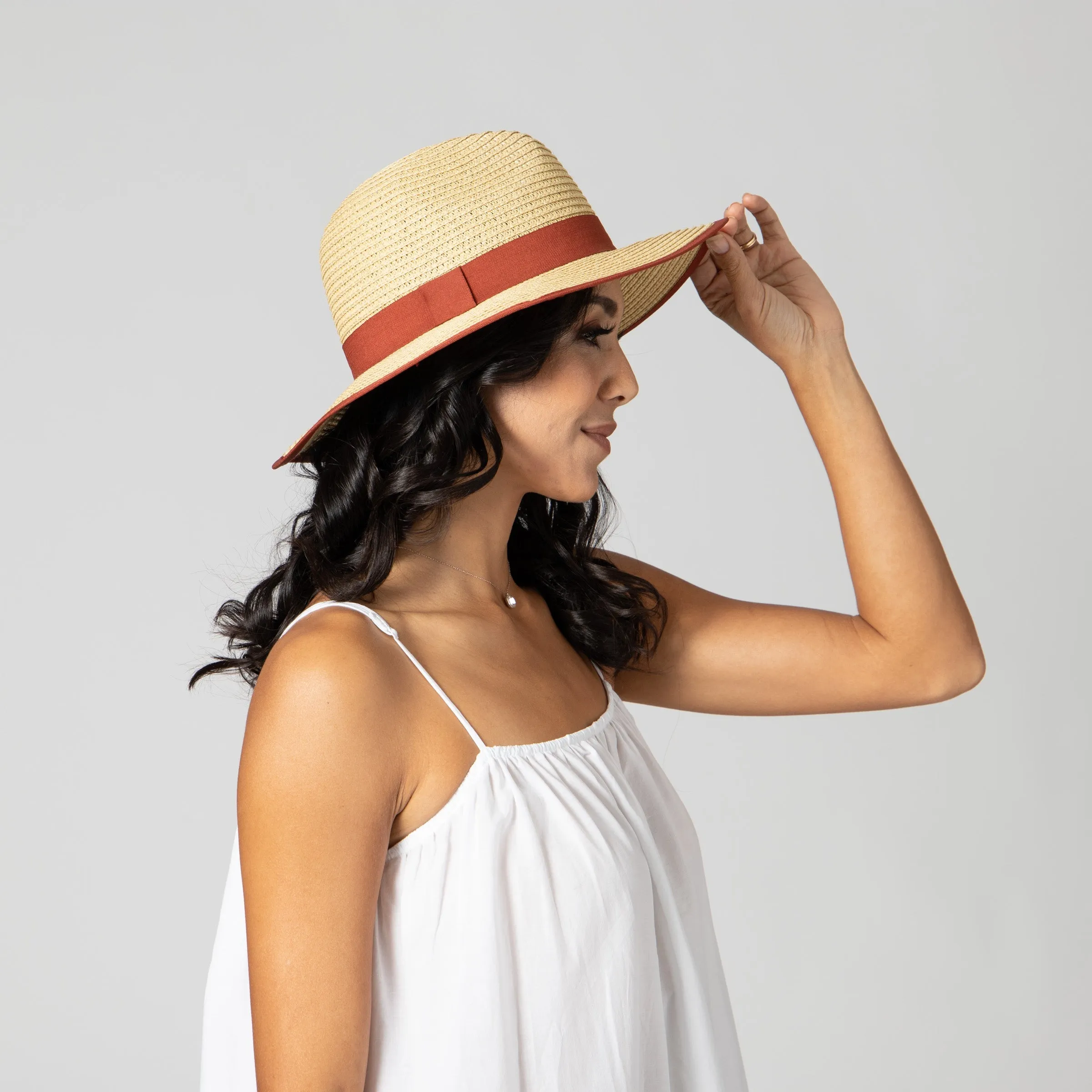 Women's Paperbraid Fedora With Pop Color Grosgrain