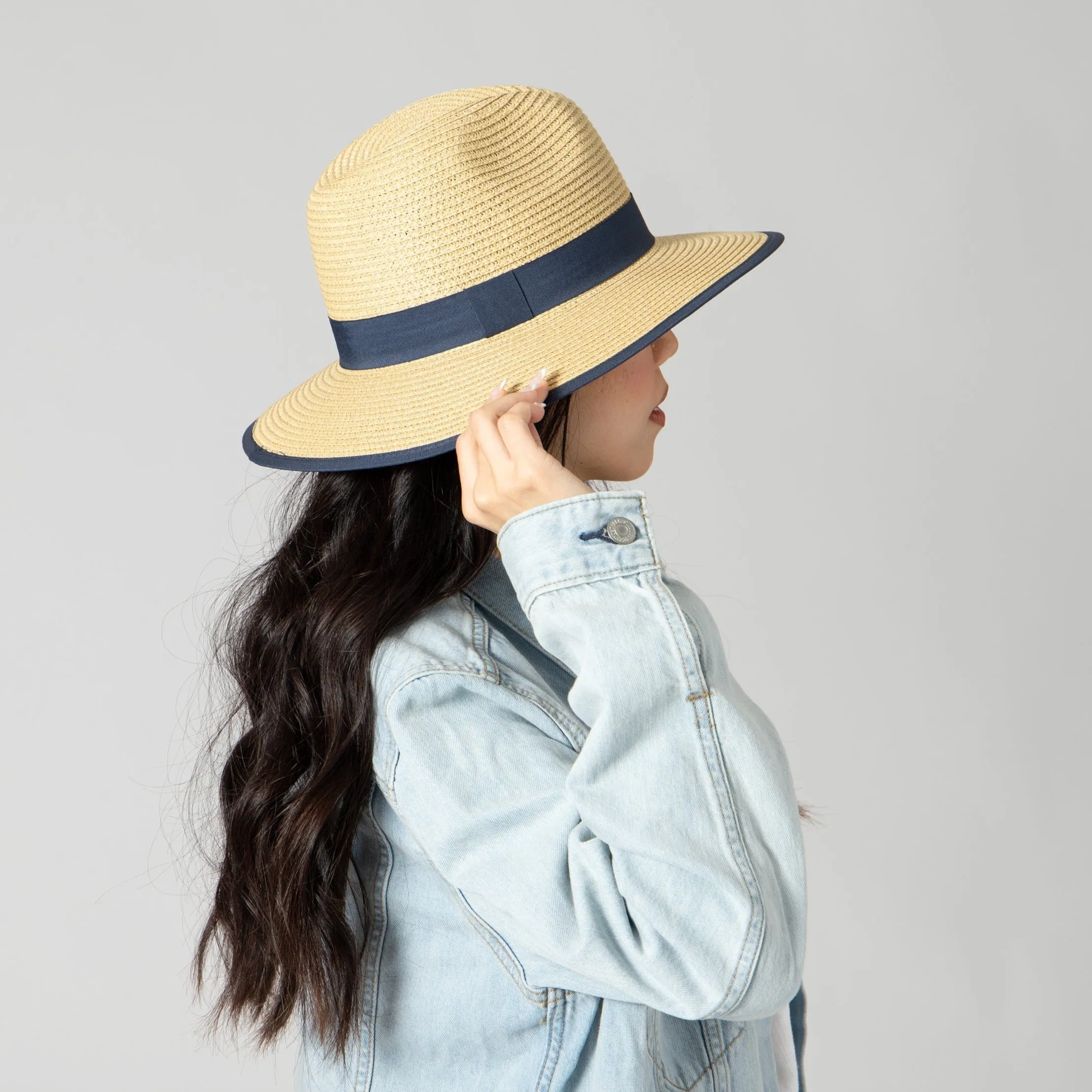 Women's Paperbraid Fedora With Pop Color Grosgrain