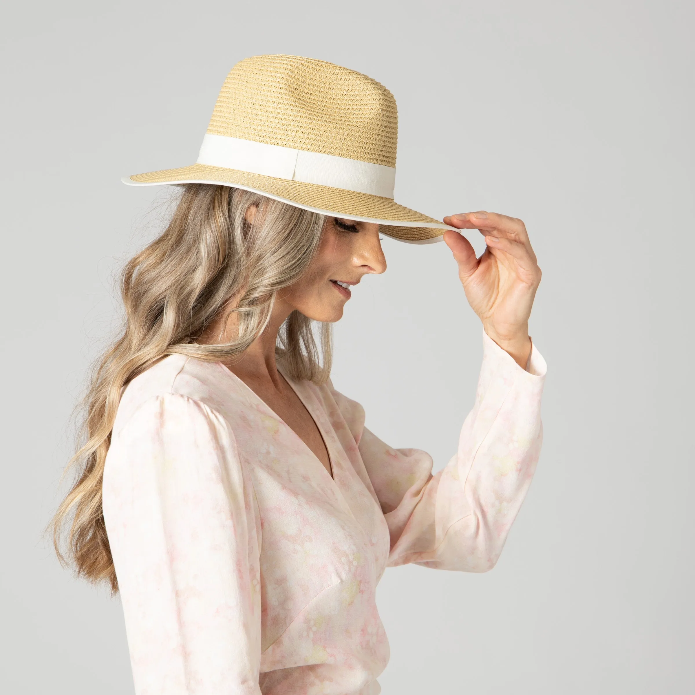 Women's Paperbraid Fedora With Pop Color Grosgrain