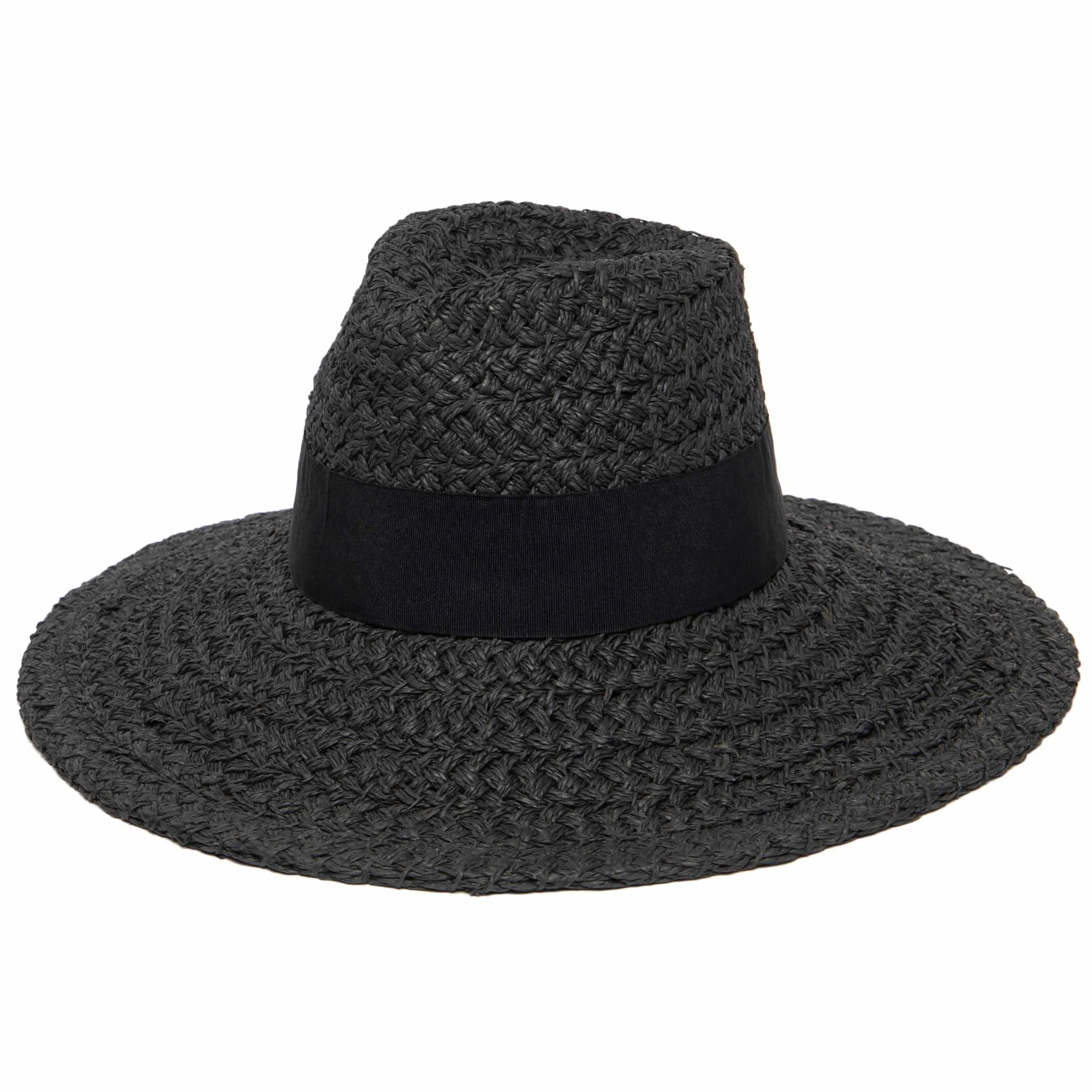 Women's Woven Paper Wide Brim Fedora With Grosgrain