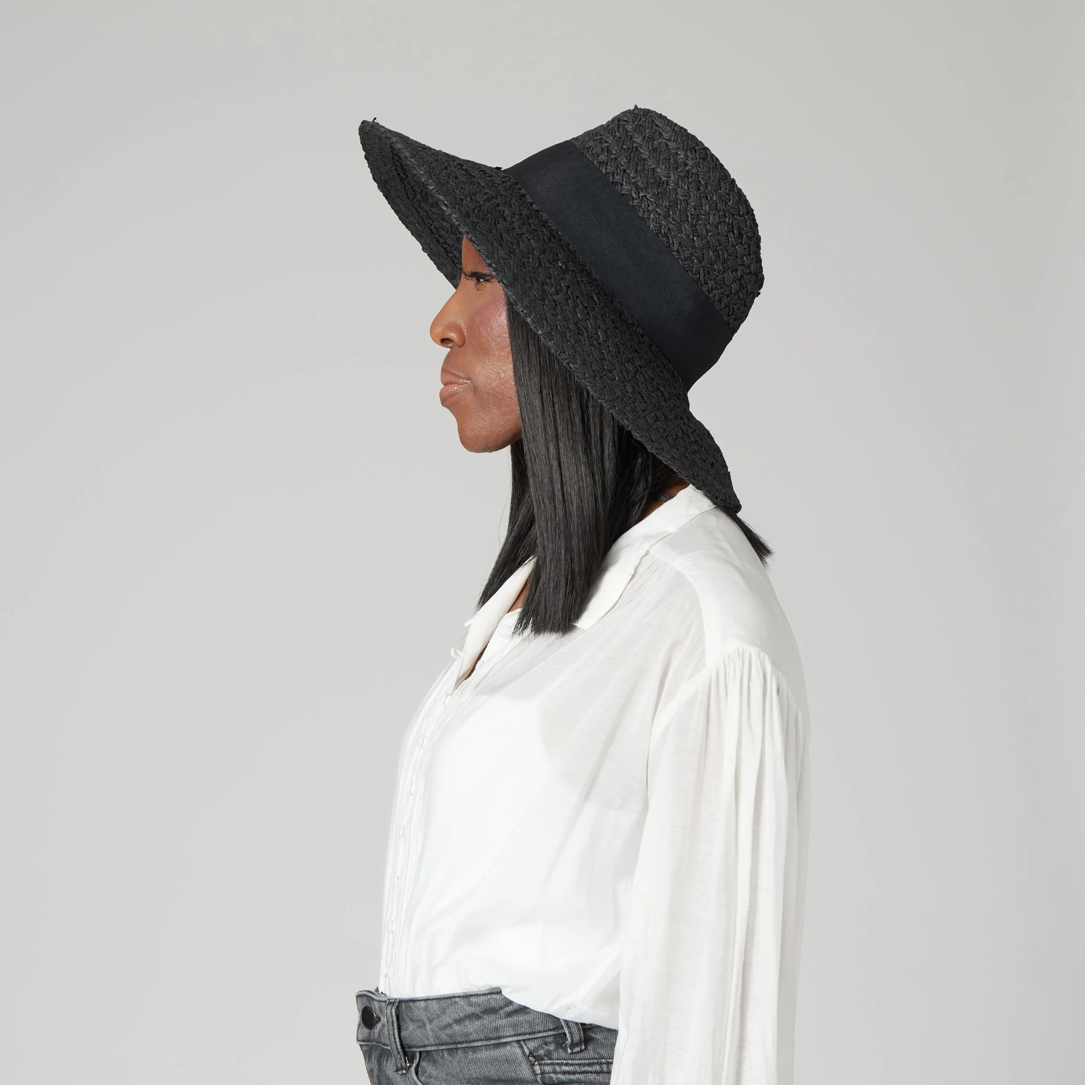 Women's Woven Paper Wide Brim Fedora With Grosgrain