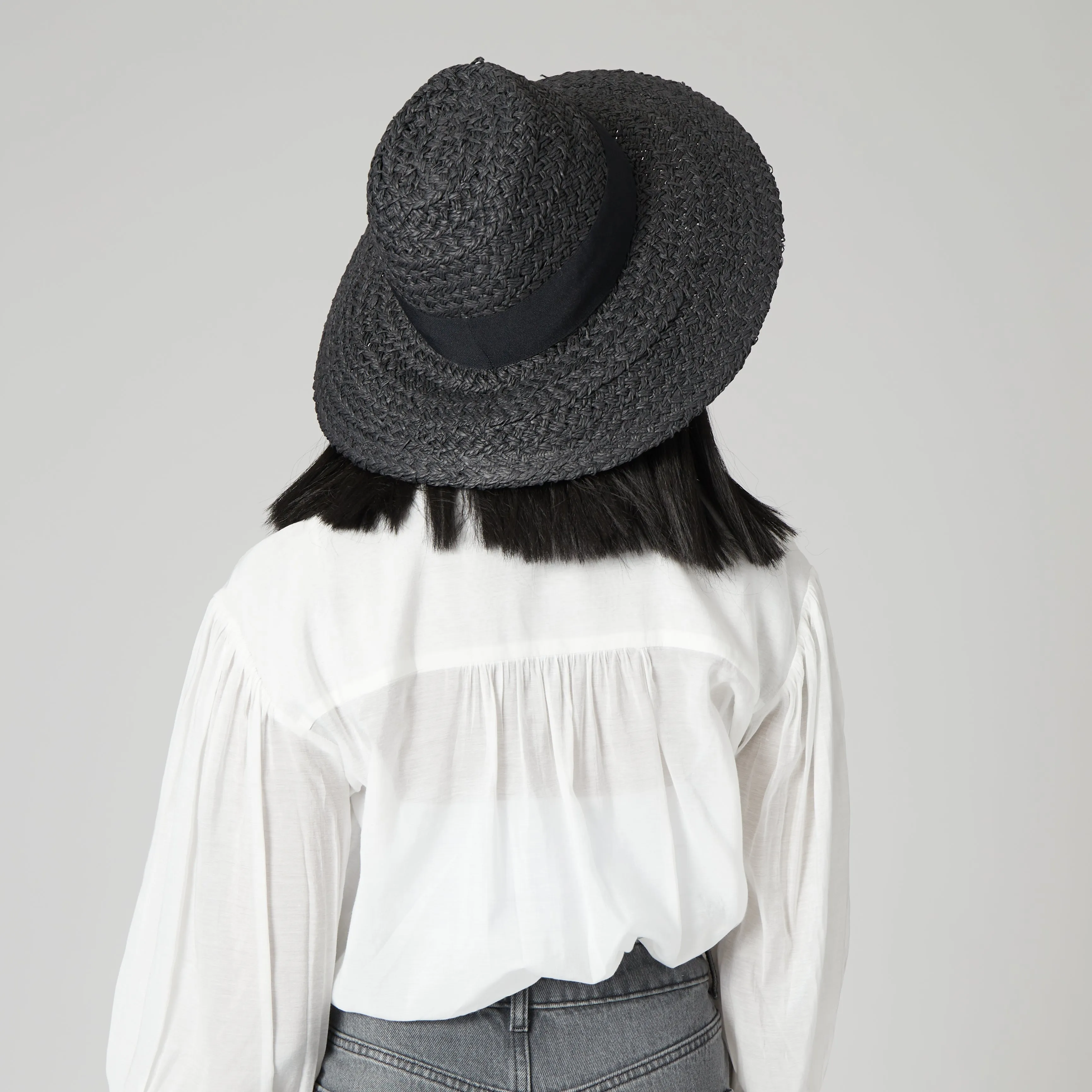 Women's Woven Paper Wide Brim Fedora With Grosgrain