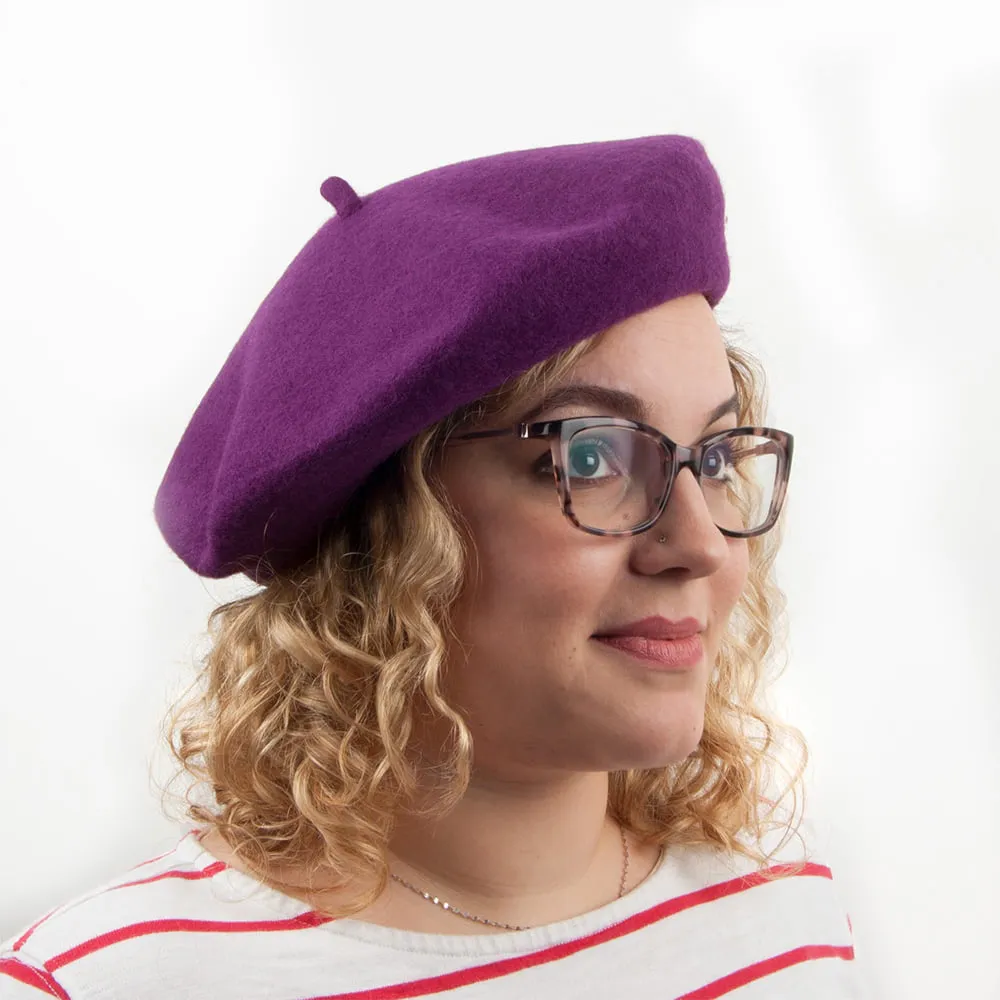 Wool Beret Purple Wholesale Pack