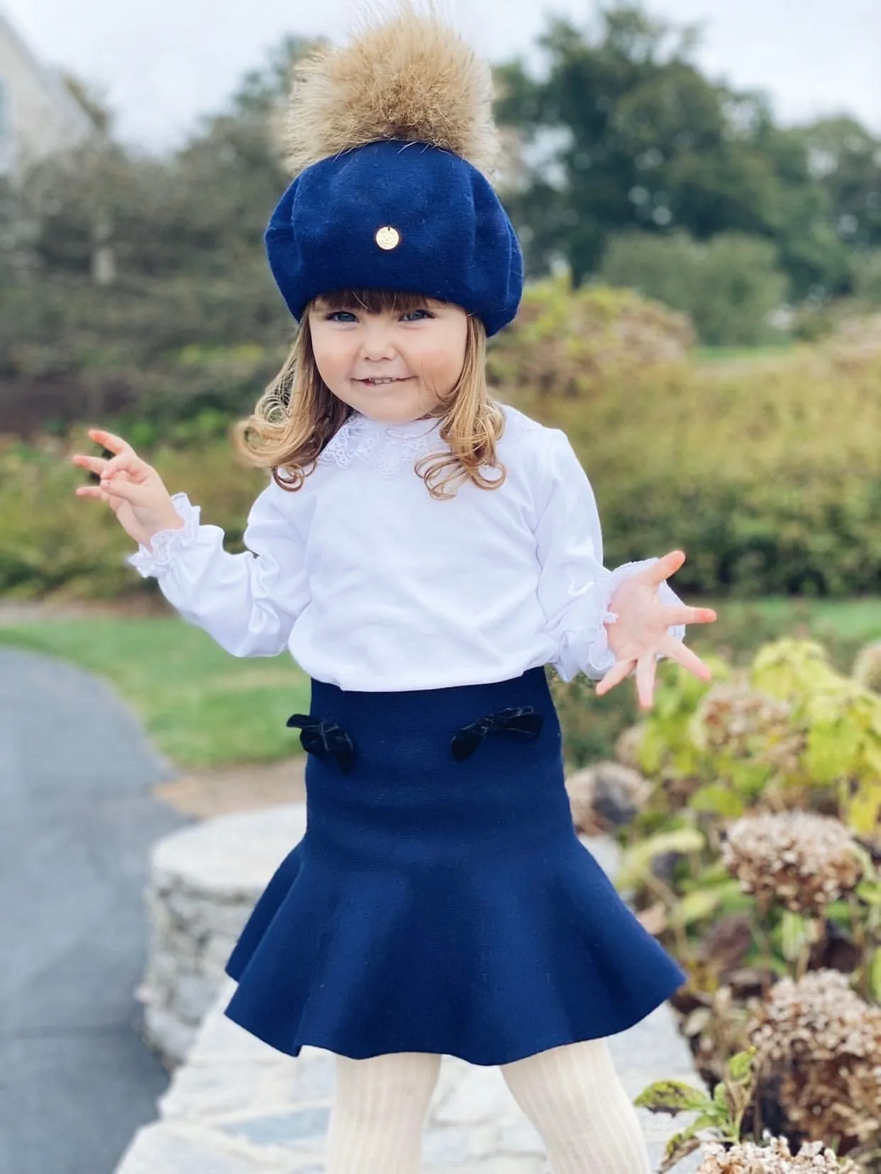 Wool Beret with Pom Pom