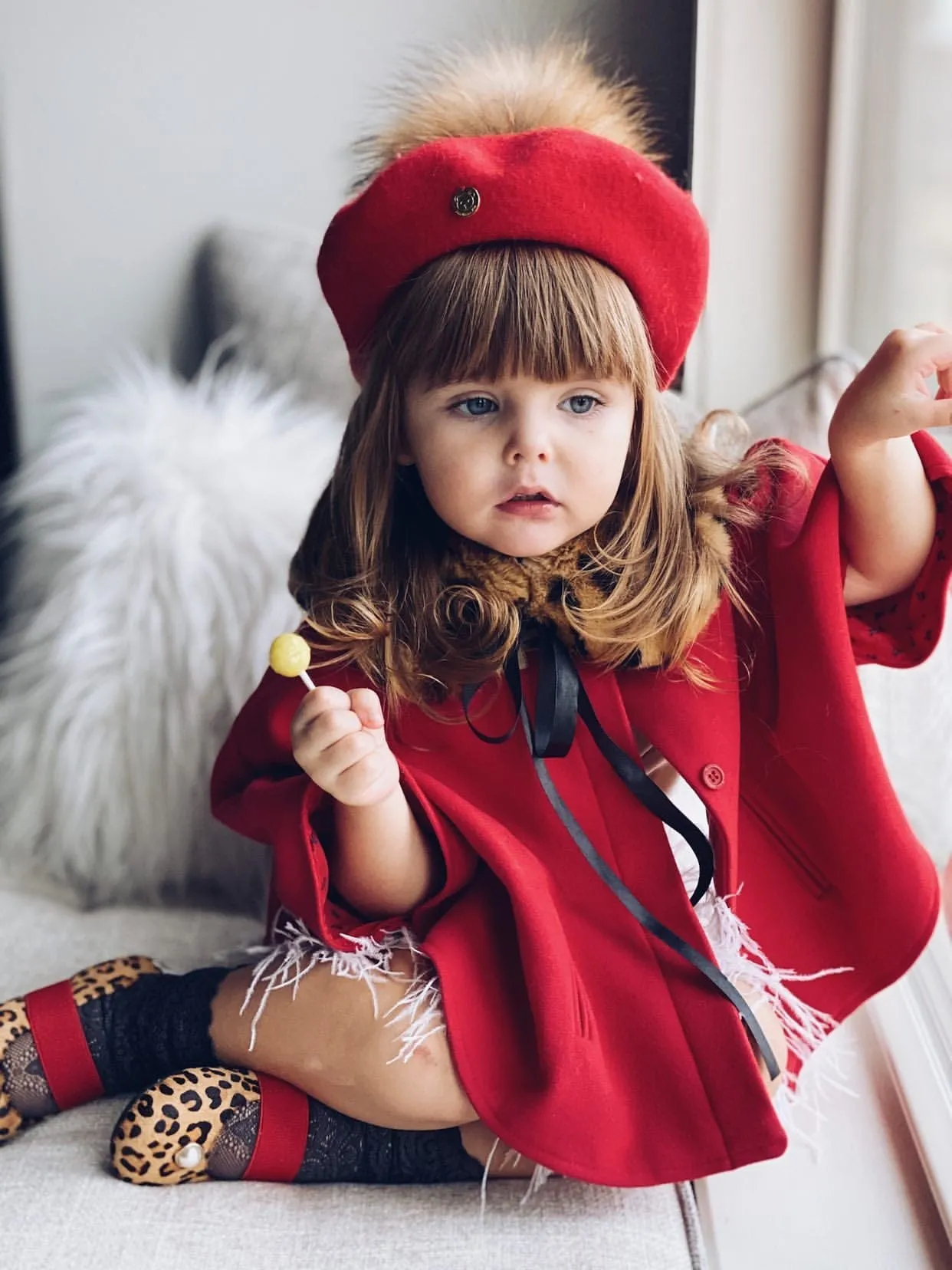 Wool Beret with Pom Pom