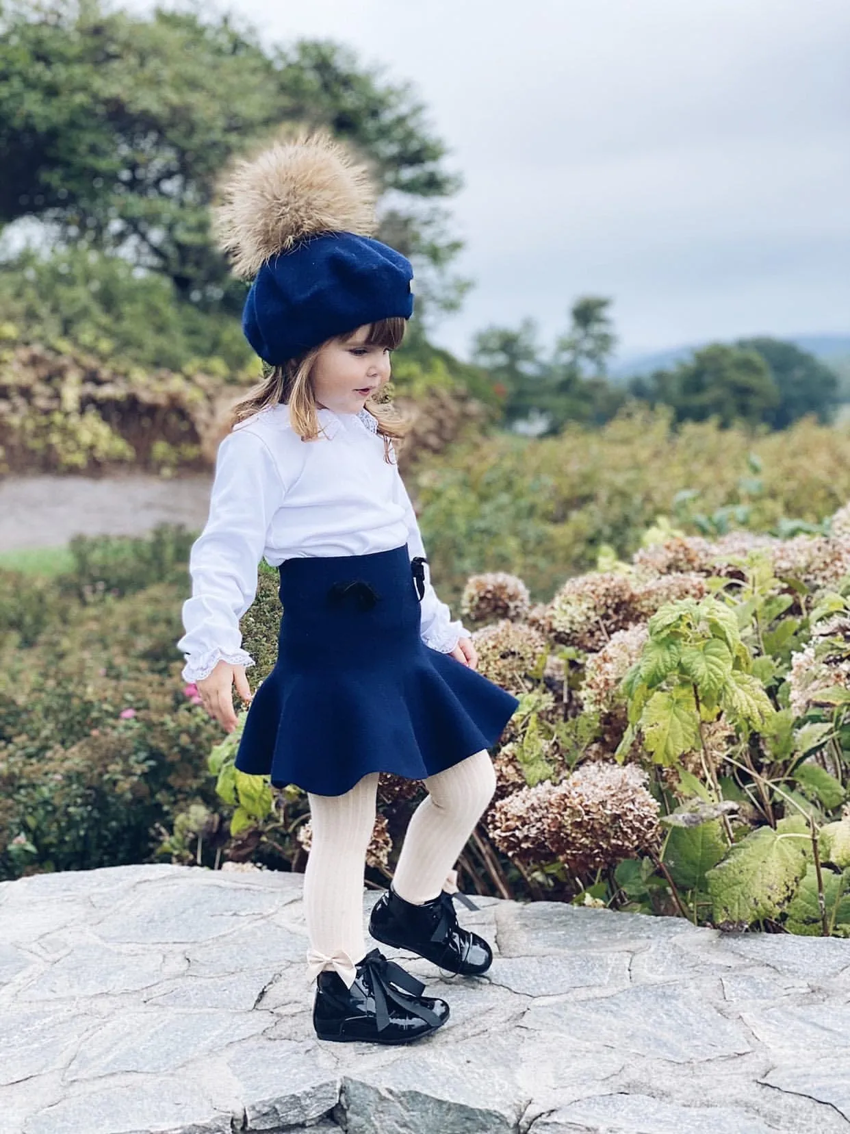 Wool Beret with Pom Pom