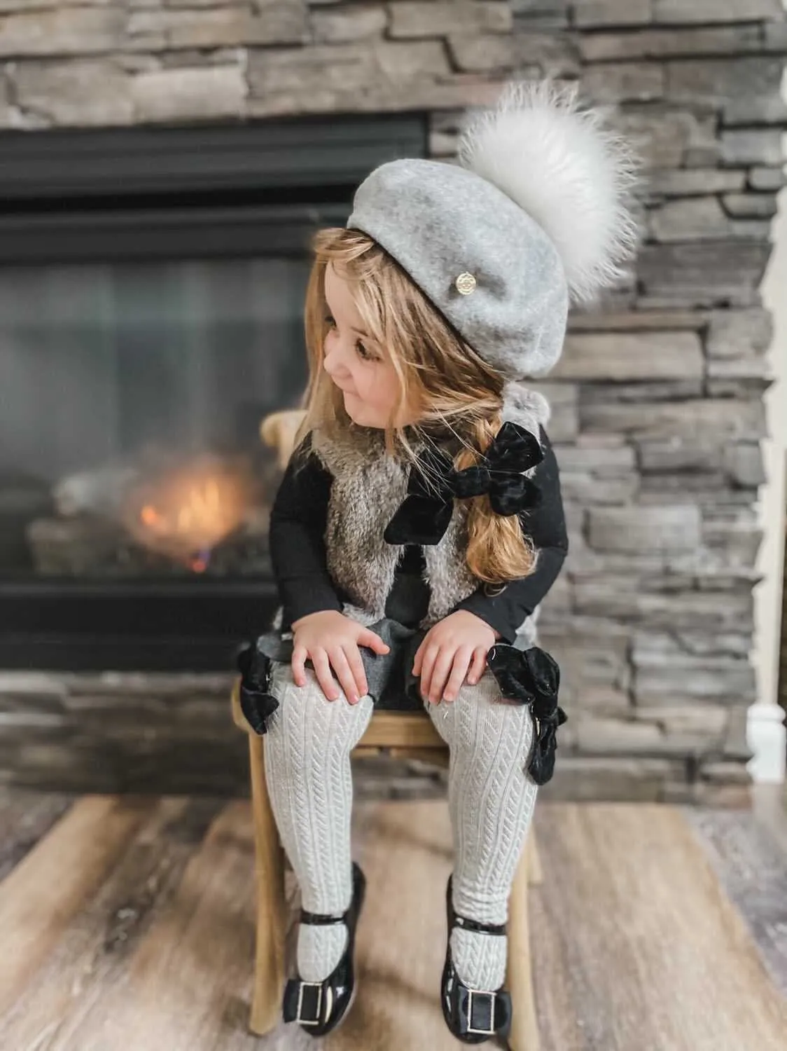 Wool Beret with Pom Pom