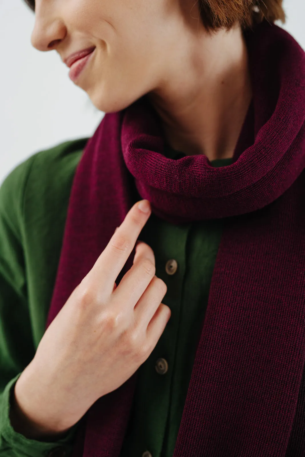 Wrap Scarf, Merino Wool, Burgundy