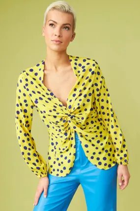 Yellow Silk Blend Polka Dot Parma Blouse