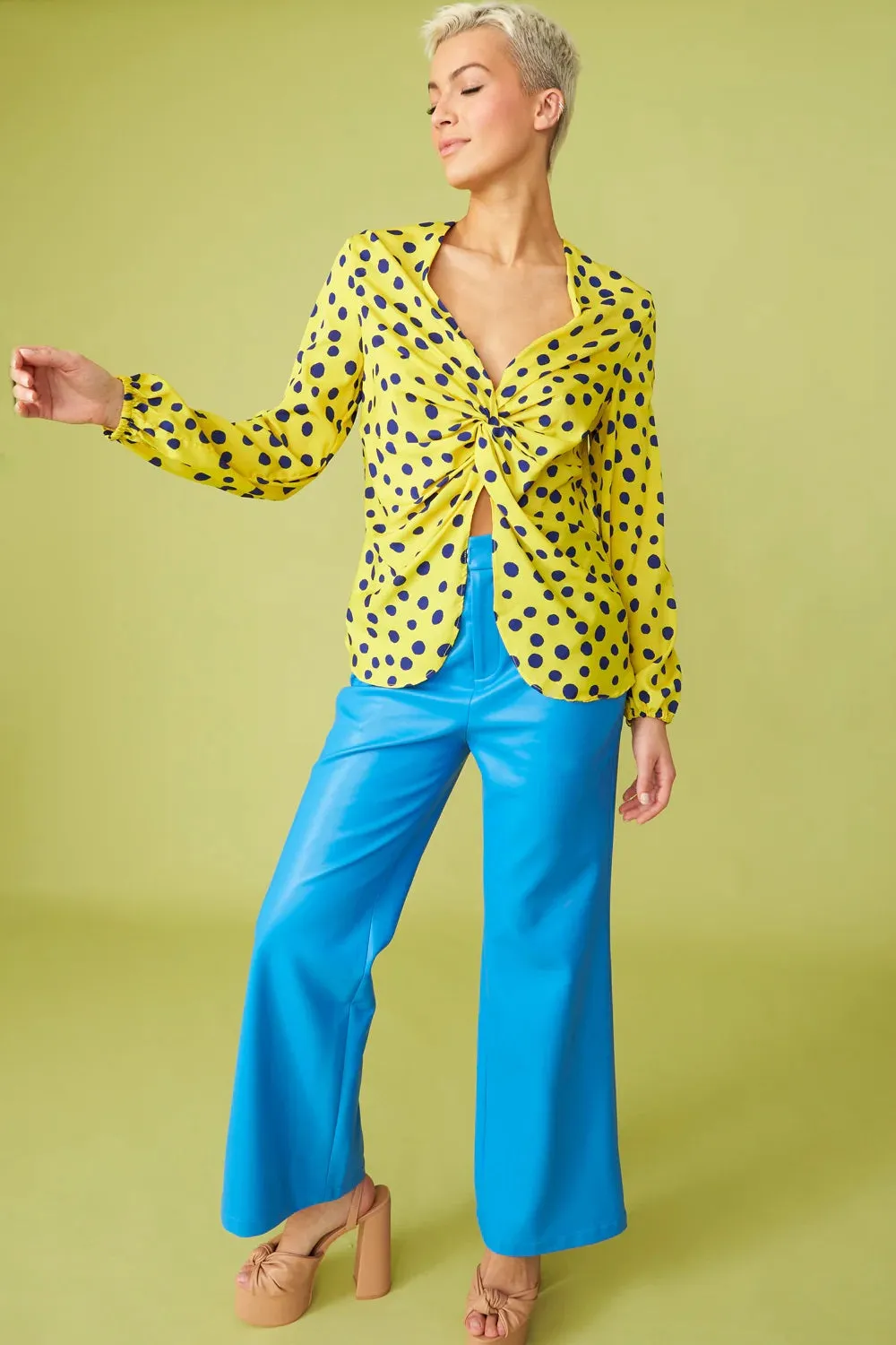 Yellow Silk Blend Polka Dot Parma Blouse